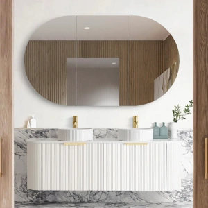Bondi 1500mm Fluted Wall Hung Curve Vanity