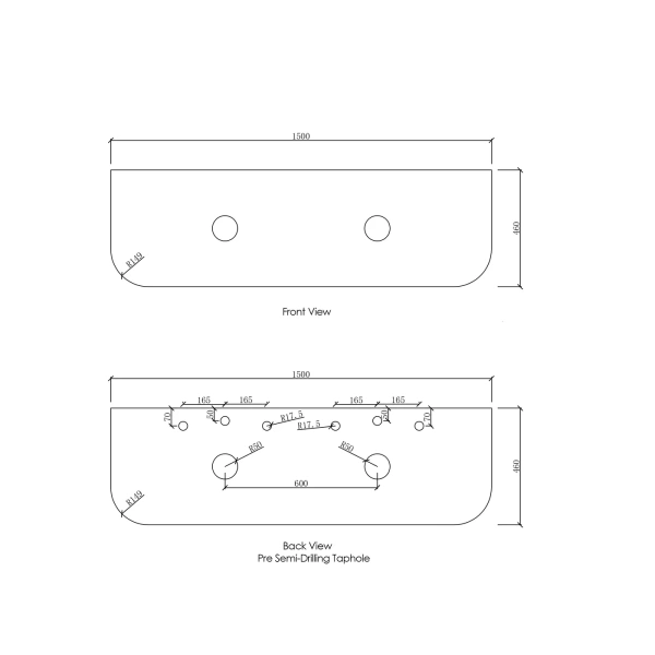 Bondi 1500mm Fluted Wall Hung Curve Vanity - Image 16