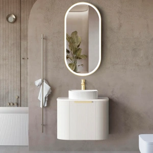 Bondi 600mm Fluted Wall Hung Curve Vanity (12TH & NTH Only)