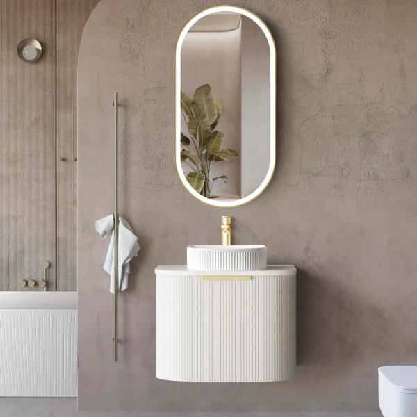 Bondi 600mm Fluted Wall Hung Curve Vanity (12TH & NTH Only)