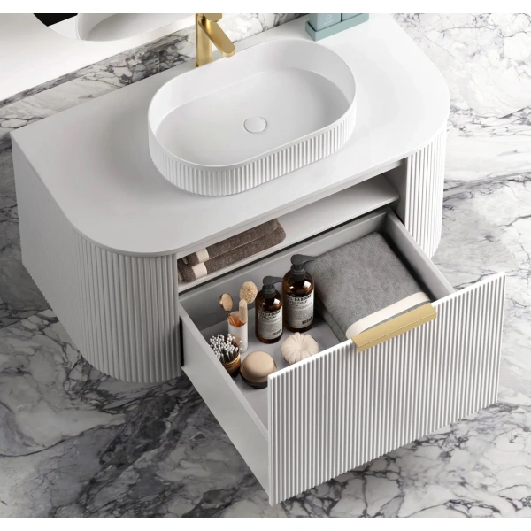 Bondi 900mm Fluted Wall Hung Curve Vanity - Image 3