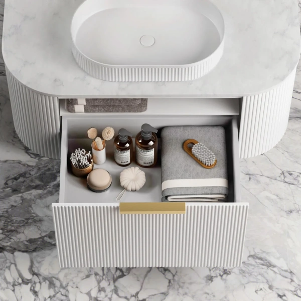 Bondi 900mm Fluted Wall Hung Curve Vanity - Image 2