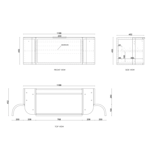 Hampshire 1200mm Wall Hung Curve Vanity - Image 10