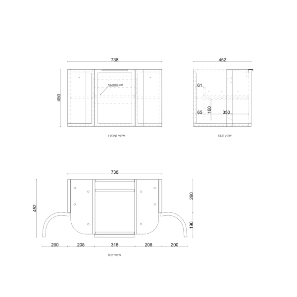 Hampshire 750mm Wall Hung Curve Vanity (12TH & NTH Only) - Image 15