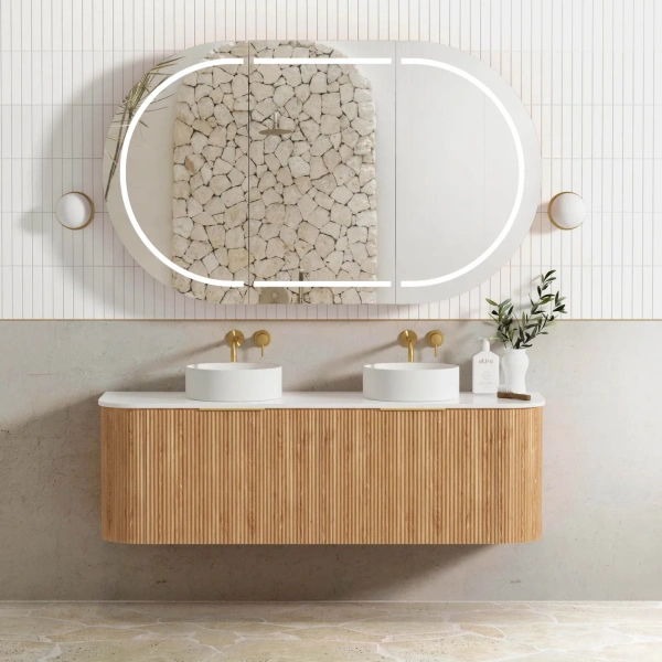 Bondi 1500mm Fluted Wall Hung Curve Vanity - Image 8