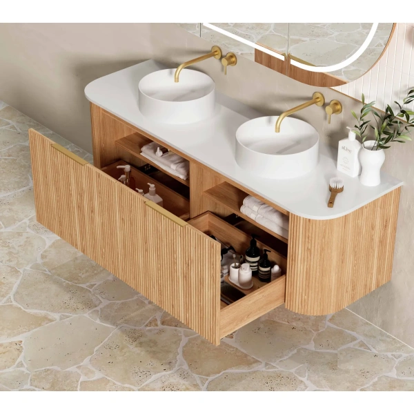 Bondi 1500mm Fluted Wall Hung Curve Vanity - Image 11
