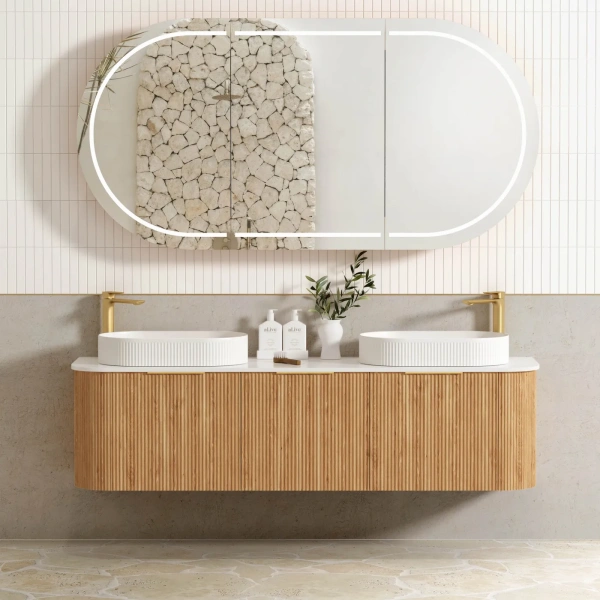 Bondi 1800mm  Fluted Wall Hung Curve Vanity - Image 6