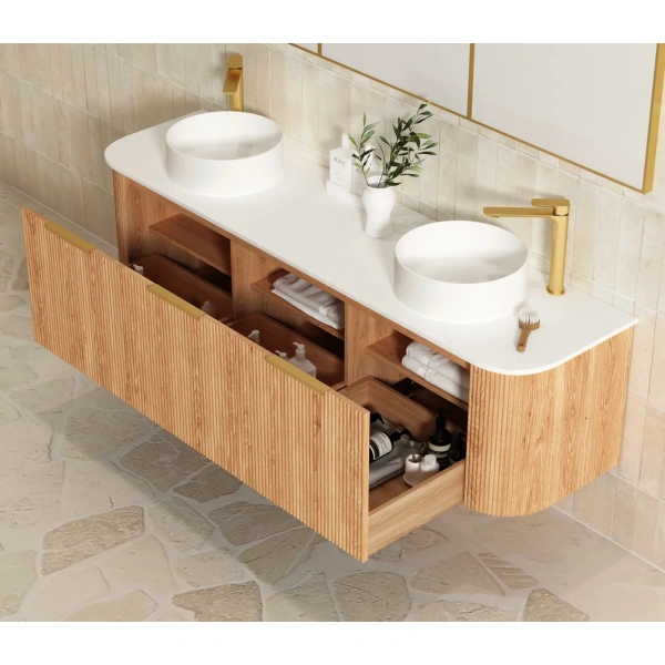 Bondi 1800mm  Fluted Wall Hung Curve Vanity - Image 3