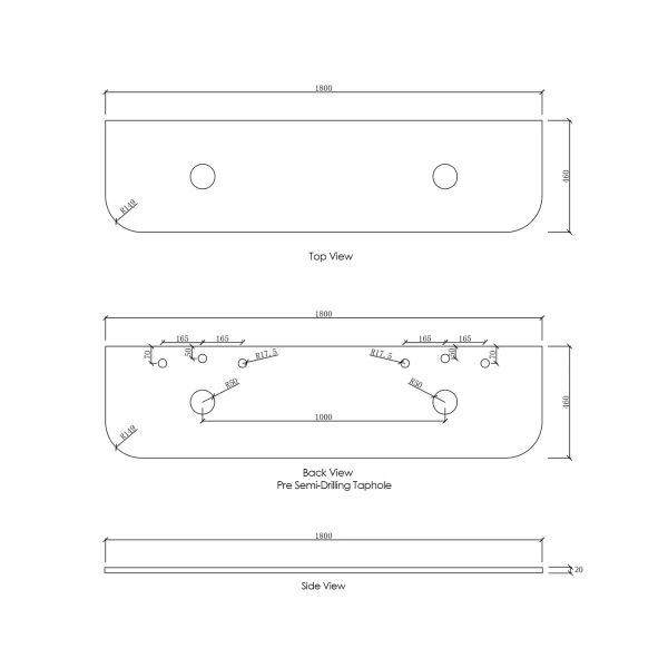 Bondi 1800mm  Fluted Wall Hung Curve Vanity - Image 15