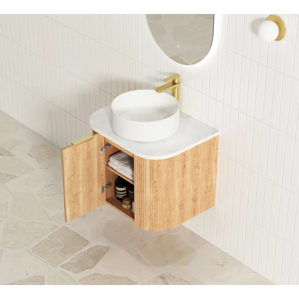 Bondi 600mm Fluted Wall Hung Curve Vanity (12TH & NTH Only) - Image 6