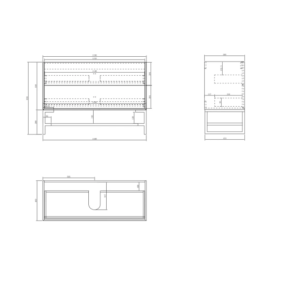 Boston 1200mm Light Grey Wall Hung Vanity - Image 2