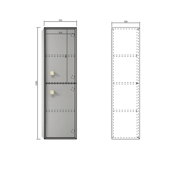 Boston Tall Boy 350x300x1200 Matte Grey - Image 4