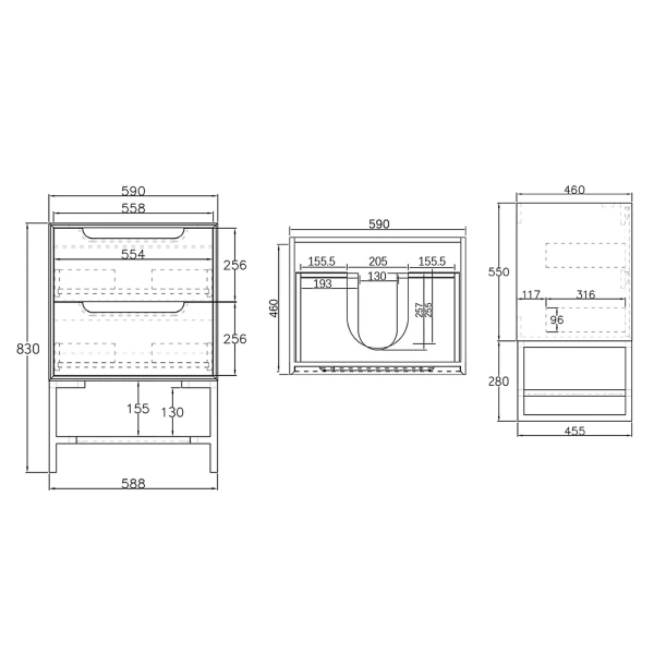 Byron 600mm  Wall Hung Vanity - Image 10