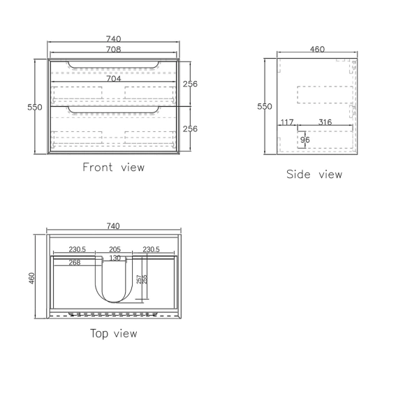 Byron 750mm Wall Hung Vanity - Image 14