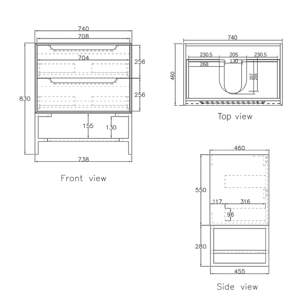 Byron 750mm Wall Hung Vanity - Image 13