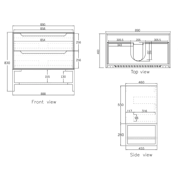 Byron 900mm Wall Hung Vanity - Image 10