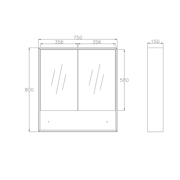 Byron 750x800 Natural Oak Shaving Cabinet - Image 4