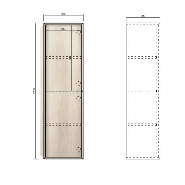Byron Tall Boy 350x300x1200 Natural Oak - Image 3