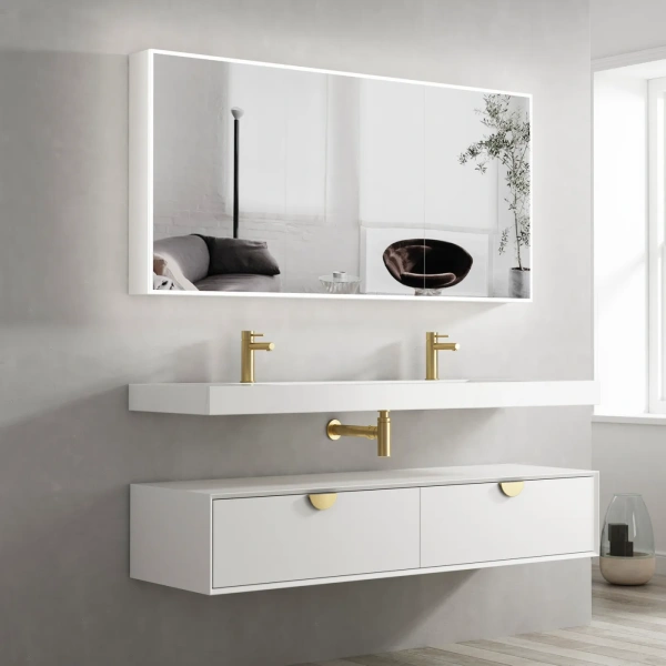 LED Moonlight 1500x650 Shaving Cabinet 3 Doors - Image 2