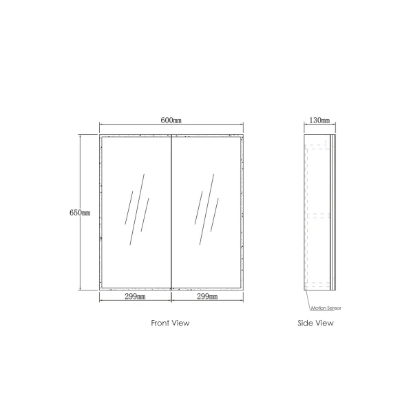 LED Moonlight 600x650 Shaving Cabinet 2 Doors - Image 4