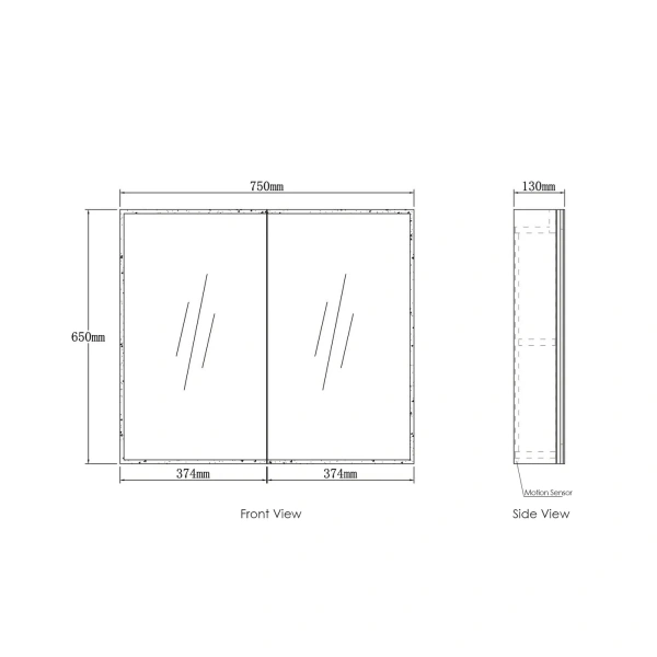 LED Moonlight 750x650 Shaving Cabinet 2 Doors - Image 4