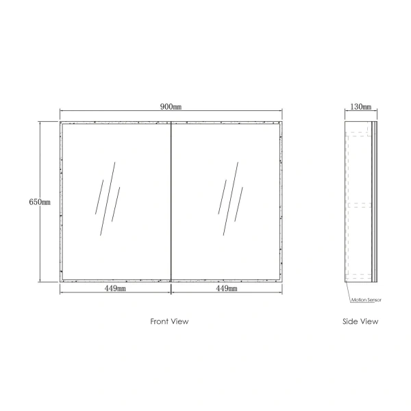LED Moonlight 900x650 Shaving Cabinet 2 Doors - Image 4