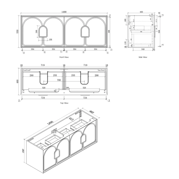 Laguna 1500mm Oak Wall Hung Vanity - Image 13