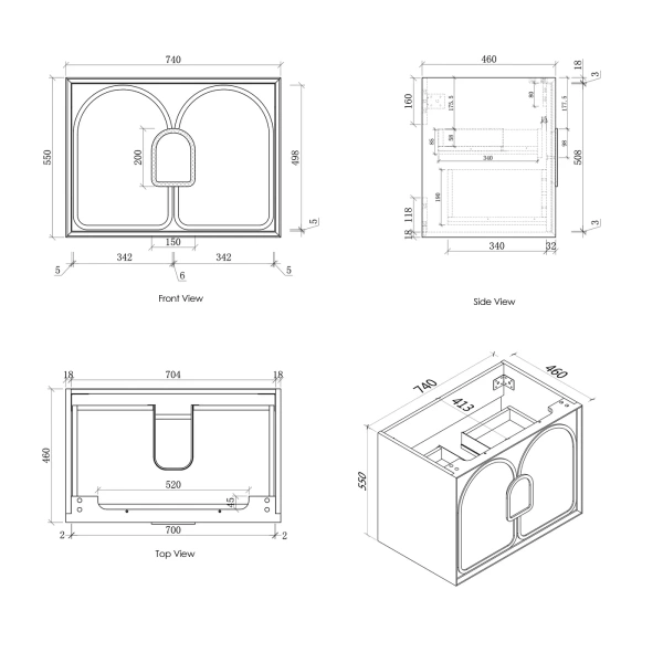 Laguna 750mm Oak Wall Hung Vanity - Image 19