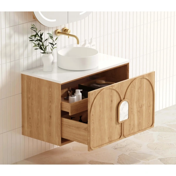 Laguna 900mm Oak Wall Hung Vanity - Image 11