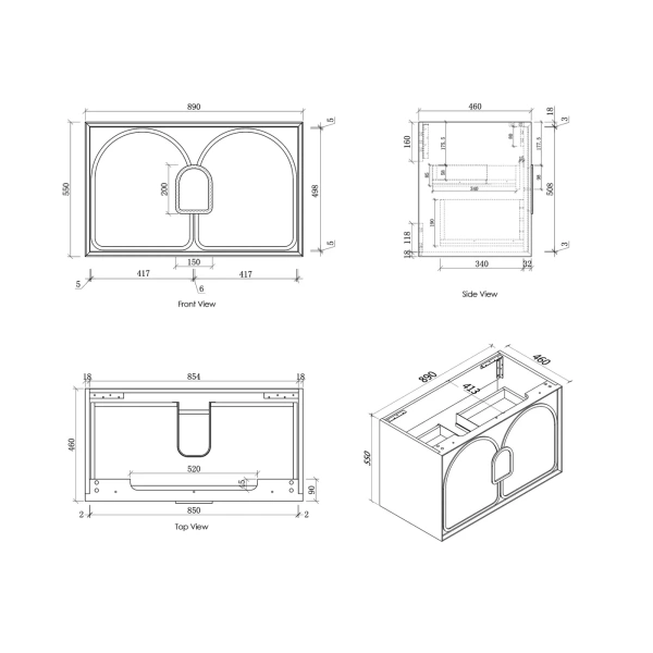 Laguna 900mm Oak Wall Hung Vanity - Image 19