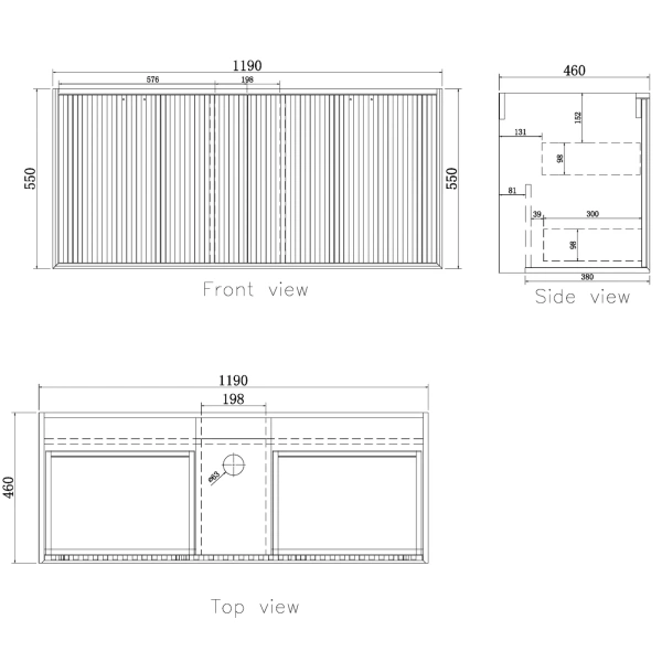Marlo 1200mm Matte Black Wall Hung Vanity - Image 5