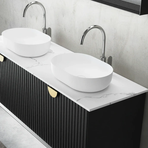 Marlo 1500mm Matte Black Wall Hung Vanity - Image 3