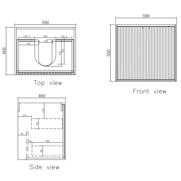 Marlo 600mm Matte Black Wall Hung Vanity - Image 3
