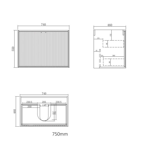 Marlo 750mm Matte Black Wall Hung Vanity - Image 4