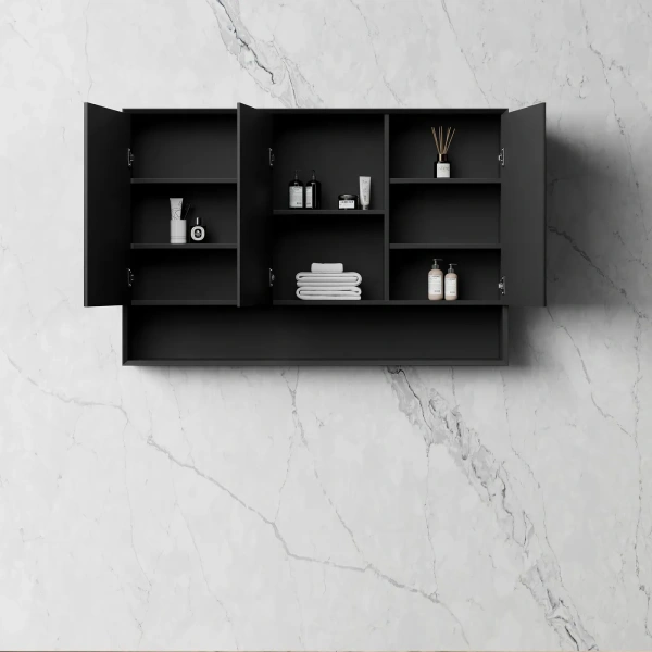 Marlo 1200x800 Matte Black Shaving Cabinet - Image 2