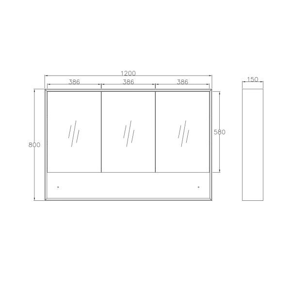 Marlo 1200x800 Matte Black Shaving Cabinet - Image 3