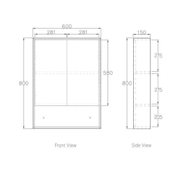 Marlo 600x800 Matte Black Shaving Cabinet - Image 4