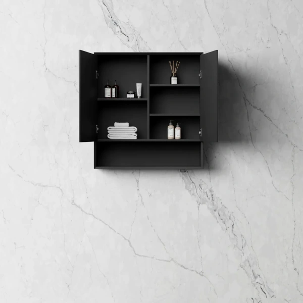Marlo 750x800 Matte Black Shaving Cabinet - Image 2