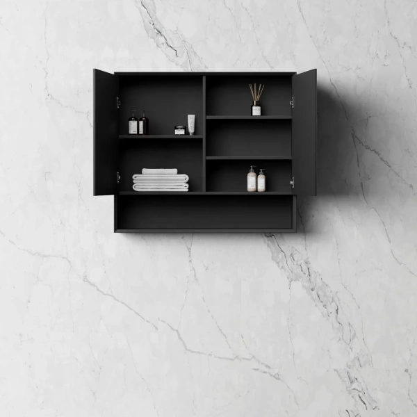 Marlo 900x800 Matte Black Shaving Cabinet - Image 2