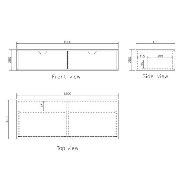 Moonlight 1200mm White Wall Hung Cabinet - Image 8