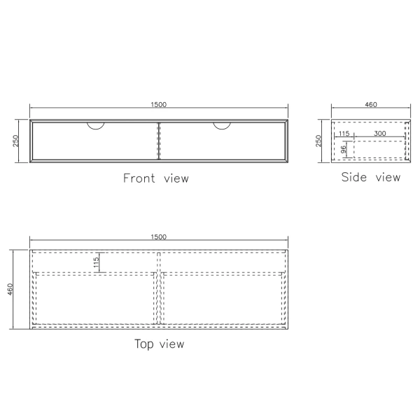 Moonlight 1500mm White Wall Hung Cabinet - Image 6