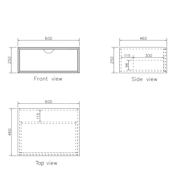 Moonlight 600mm White Wall Hung Cabinet - Image 5