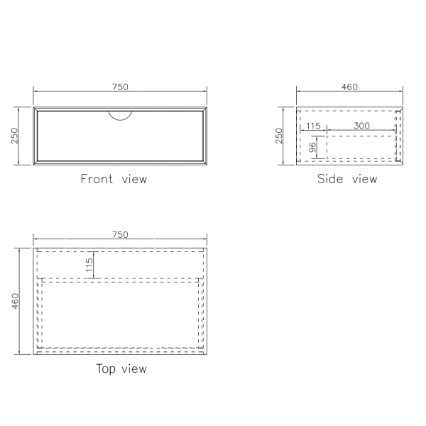 Moonlight 750mm White Wall Hung Cabinet - Image 5