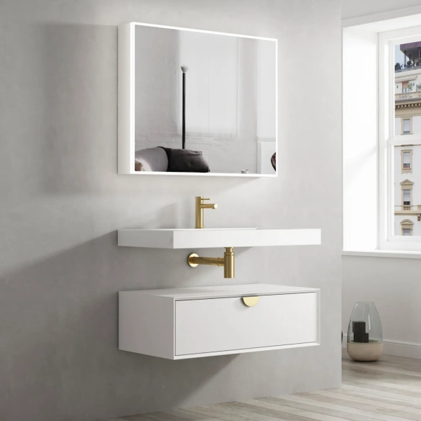 Moonlight 900mm White Wall Hung Cabinet - Image 2