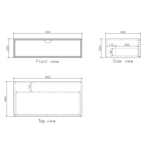 Moonlight 900mm White Wall Hung Cabinet - Image 5