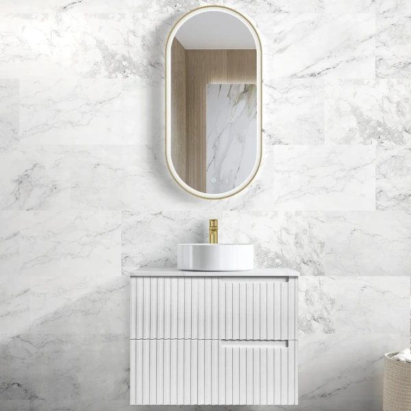 Noosa 750mm Satin White Wall Hung Vanity - Image 3