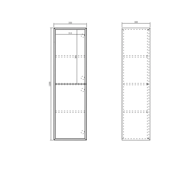 Noosa Tall Boy 350x300x1200 Matt White - Image 3