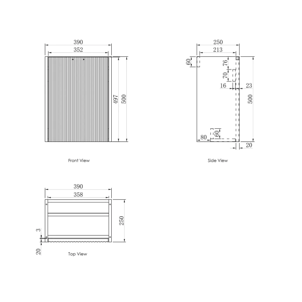 Mini Ensuite Vanity 400mm Matte White Fluted Vanity - Image 2
