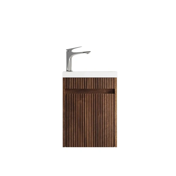 Mini Ensuite Vanity 400mm Sable Walnut Fluted Vanity - Image 3