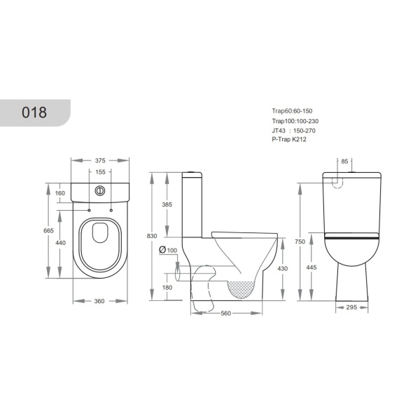 Toilet Suites - Boxrim - Bela KDK018 Skew Toilet Suite - Image 2